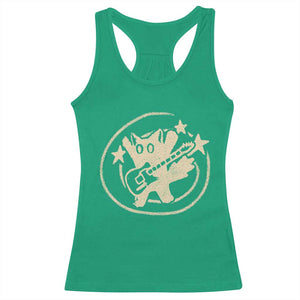 90s Y2K Scary Cat Racerback Tank Top Scared Under Starry Tail Cat Playing Guitar TS10 Irish Green Print Your Wear