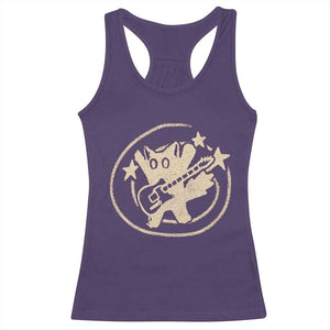90s Y2K Scary Cat Racerback Tank Top Scared Under Starry Tail Cat Playing Guitar TS10 Purple Print Your Wear
