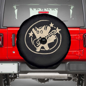 90s Y2K Scary Cat Spare Tire Cover Scared Under Starry Tail Cat Playing Guitar TS10 Black Print Your Wear