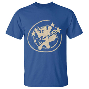 90s Y2K Scary Cat T Shirt Scared Under Starry Tail Cat Playing Guitar TS10 Royal Blue Print Your Wear