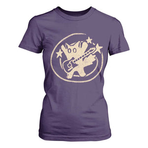 90s Y2K Scary Cat T Shirt For Women Scared Under Starry Tail Cat Playing Guitar TS10 Purple Print Your Wear