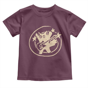 90s Y2K Scary Cat Toddler T Shirt Scared Under Starry Tail Cat Playing Guitar TS10 Maroon Print Your Wear