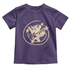 90s Y2K Scary Cat Toddler T Shirt Scared Under Starry Tail Cat Playing Guitar TS10 Purple Print Your Wear