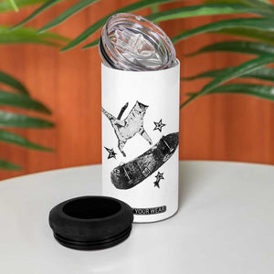Skateboard Cat Y2K 4 in 1 Can Cooler Tumbler Rockstar Gf Aesthetic Cat Retro Grunge Skater TS10 Print Your Wear