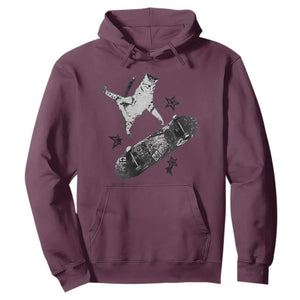 Skateboard Cat Y2K Hoodie Rockstar Gf Aesthetic Cat Retro Grunge Skater TS10 Maroon Print Your Wear
