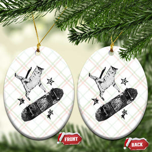 Skateboard Cat Y2K Ceramic Ornament Rockstar Gf Aesthetic Cat Retro Grunge Skater TS10 Print Your Wear