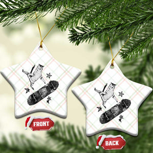Skateboard Cat Y2K Ceramic Ornament Rockstar Gf Aesthetic Cat Retro Grunge Skater TS10 Print Your Wear