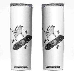 Skateboard Cat Y2K Skinny Tumbler Rockstar Gf Aesthetic Cat Retro Grunge Skater TS10 White Print Your Wear