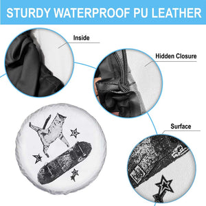 Skateboard Cat Y2K Spare Tire Cover Rockstar Gf Aesthetic Cat Retro Grunge Skater TS10 Print Your Wear