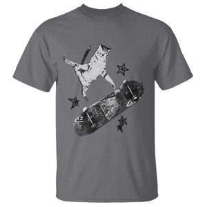 Skateboard Cat Y2K T Shirt Rockstar Gf Aesthetic Cat Retro Grunge Skater TS10 Charcoal Print Your Wear
