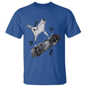 Skateboard Cat Y2K T Shirt Rockstar Gf Aesthetic Cat Retro Grunge Skater TS10 Royal Blue Print Your Wear