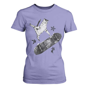 Skateboard Cat Y2K T Shirt For Women Rockstar Gf Aesthetic Cat Retro Grunge Skater TS10 Violet Print Your Wear