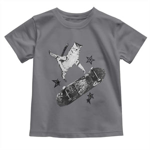 Skateboard Cat Y2K Toddler T Shirt Rockstar Gf Aesthetic Cat Retro Grunge Skater TS10 Charcoal Print Your Wear