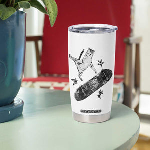 Skateboard Cat Y2K Tumbler Cup Rockstar Gf Aesthetic Cat Retro Grunge Skater TS10 Print Your Wear