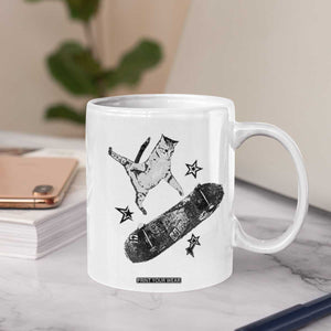 Skateboard Cat Y2K Coffee Mug Rockstar Gf Aesthetic Cat Retro Grunge Skater TS10 Print Your Wear