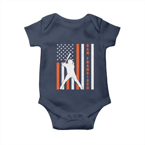 Retro San Francisco Baby Onesie Cool Distressed Baseball Fans SF USA Flag TS10 Navy Print Your Wear