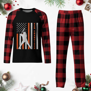 Retro San Francisco Plaid Pajama Set Cool Distressed Baseball Fans SF USA Flag TS10 Buffalo Plaid Print Your Wear