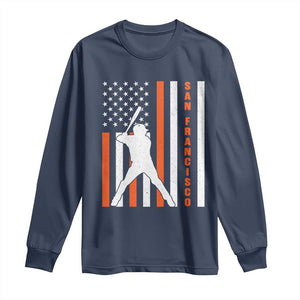 Retro San Francisco Long Sleeve Shirt Cool Distressed Baseball Fans SF USA Flag TS10 Navy Print Your Wear