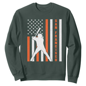 Retro San Francisco Sweatshirt Cool Distressed Baseball Fans SF USA Flag TS10 Dark Forest Green Print Your Wear