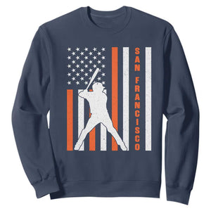 Retro San Francisco Sweatshirt Cool Distressed Baseball Fans SF USA Flag TS10 Navy Print Your Wear