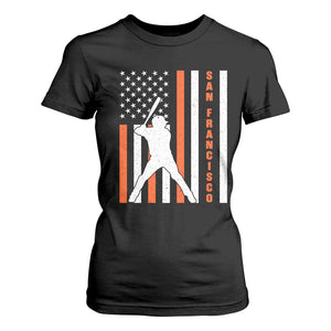 Retro San Francisco T Shirt For Women Cool Distressed Baseball Fans SF USA Flag TS10 Black Print Your Wear