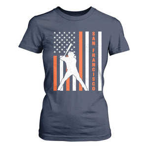 Retro San Francisco T Shirt For Women Cool Distressed Baseball Fans SF USA Flag TS10 Navy Print Your Wear
