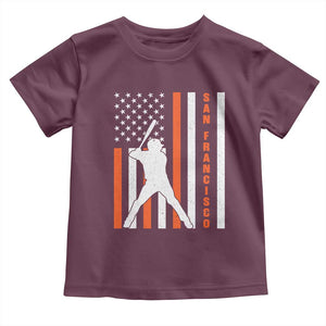 Retro San Francisco Toddler T Shirt Cool Distressed Baseball Fans SF USA Flag TS10 Maroon Print Your Wear