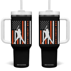 Retro San Francisco Tumbler With Handle Cool Distressed Baseball Fans SF USA Flag TS10 One Size: 40 oz Black Print Your Wear