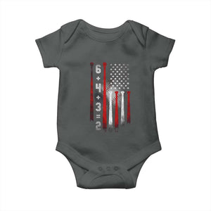 Double Play Baby Onesie 6 4 3 2 Vintage Baseball Math Softball Player American Flag TS10 Dark Heather Print Your Wear