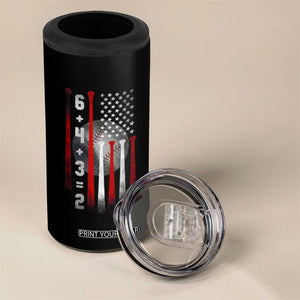 Double Play 4 in 1 Can Cooler Tumbler 6 4 3 2 Vintage Baseball Math Softball Player American Flag TS10 Print Your Wear
