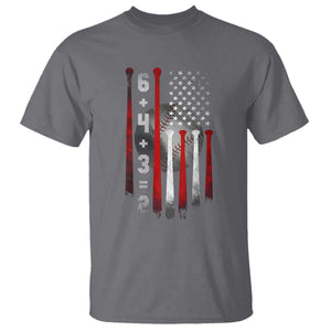 Double Play T Shirt 6 4 3 2 Vintage Baseball Math Softball Player American Flag TS10 Charcoal Print Your Wear