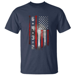 Double Play T Shirt 6 4 3 2 Vintage Baseball Math Softball Player American Flag TS10 Navy Print Your Wear