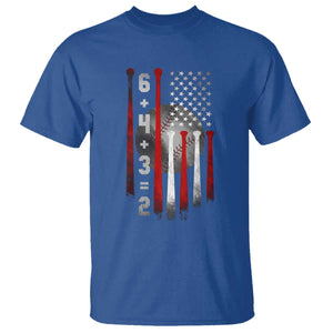 Double Play T Shirt 6 4 3 2 Vintage Baseball Math Softball Player American Flag TS10 Royal Blue Print Your Wear