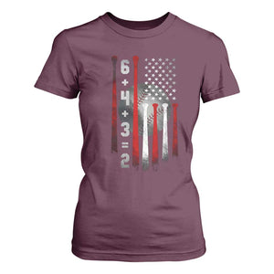 Double Play T Shirt For Women 6 4 3 2 Vintage Baseball Math Softball Player American Flag TS10 Maroon Print Your Wear