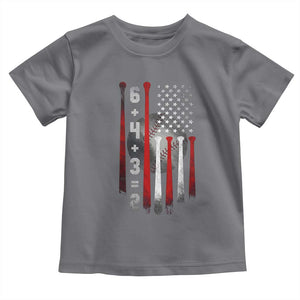 Double Play Toddler T Shirt 6 4 3 2 Vintage Baseball Math Softball Player American Flag TS10 Charcoal Print Your Wear