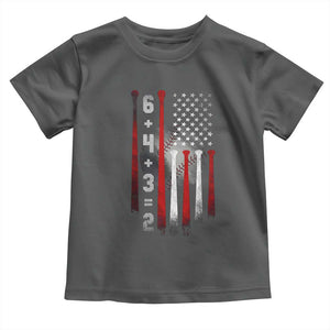 Double Play Toddler T Shirt 6 4 3 2 Vintage Baseball Math Softball Player American Flag TS10 Dark Heather Print Your Wear