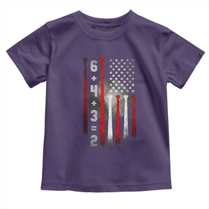 Double Play Toddler T Shirt 6 4 3 2 Vintage Baseball Math Softball Player American Flag TS10 Purple Print Your Wear