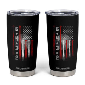 Double Play Tumbler Cup 6 4 3 2 Vintage Baseball Math Softball Player American Flag TS10 Black Print Your Wear