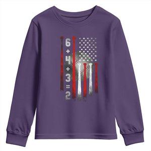 Double Play Youth Sweatshirt 6 4 3 2 Vintage Baseball Math Softball Player American Flag TS10 Purple Print Your Wear