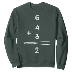 Double Play Sweatshirt 6 4 3 2 Vintage Baseball Bat Softball Player TS10 Dark Forest Green Print Your Wear