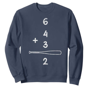 Double Play Sweatshirt 6 4 3 2 Vintage Baseball Bat Softball Player TS10 Navy Print Your Wear