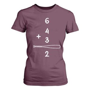 Double Play T Shirt For Women 6 4 3 2 Vintage Baseball Bat Softball Player TS10 Maroon Print Your Wear
