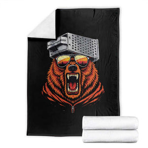 Bear With Cheese Grater Hat Throw Blanket Retro Foolball Fans TS10 Black Print Your Wear
