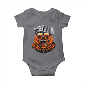 Bear With Cheese Grater Hat Baby Onesie Retro Foolball Fans TS10 Charcoal Print Your Wear