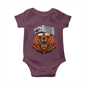 Bear With Cheese Grater Hat Baby Onesie Retro Foolball Fans TS10 Maroon Print Your Wear