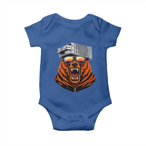 Bear With Cheese Grater Hat Baby Onesie Retro Foolball Fans TS10 Royal Blue Print Your Wear