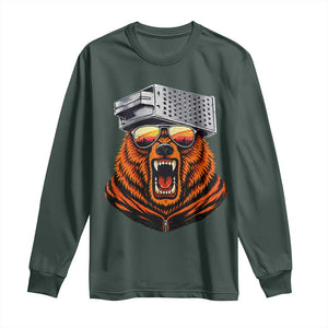 Bear With Cheese Grater Hat Long Sleeve Shirt Retro Foolball Fans TS10 Dark Forest Green Print Your Wear