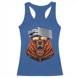 Bear With Cheese Grater Hat Racerback Tank Top Retro Foolball Fans TS10 Royal Blue Print Your Wear