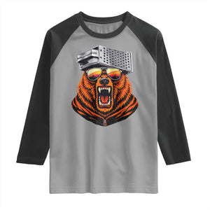 Bear With Cheese Grater Hat Raglan Shirt Retro Foolball Fans TS10 Sport Gray Black Print Your Wear
