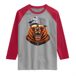 Bear With Cheese Grater Hat Raglan Shirt Retro Foolball Fans TS10 Sport Gray Red Print Your Wear